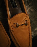 "GUCCI" 10's Camel suede horsebit loafers