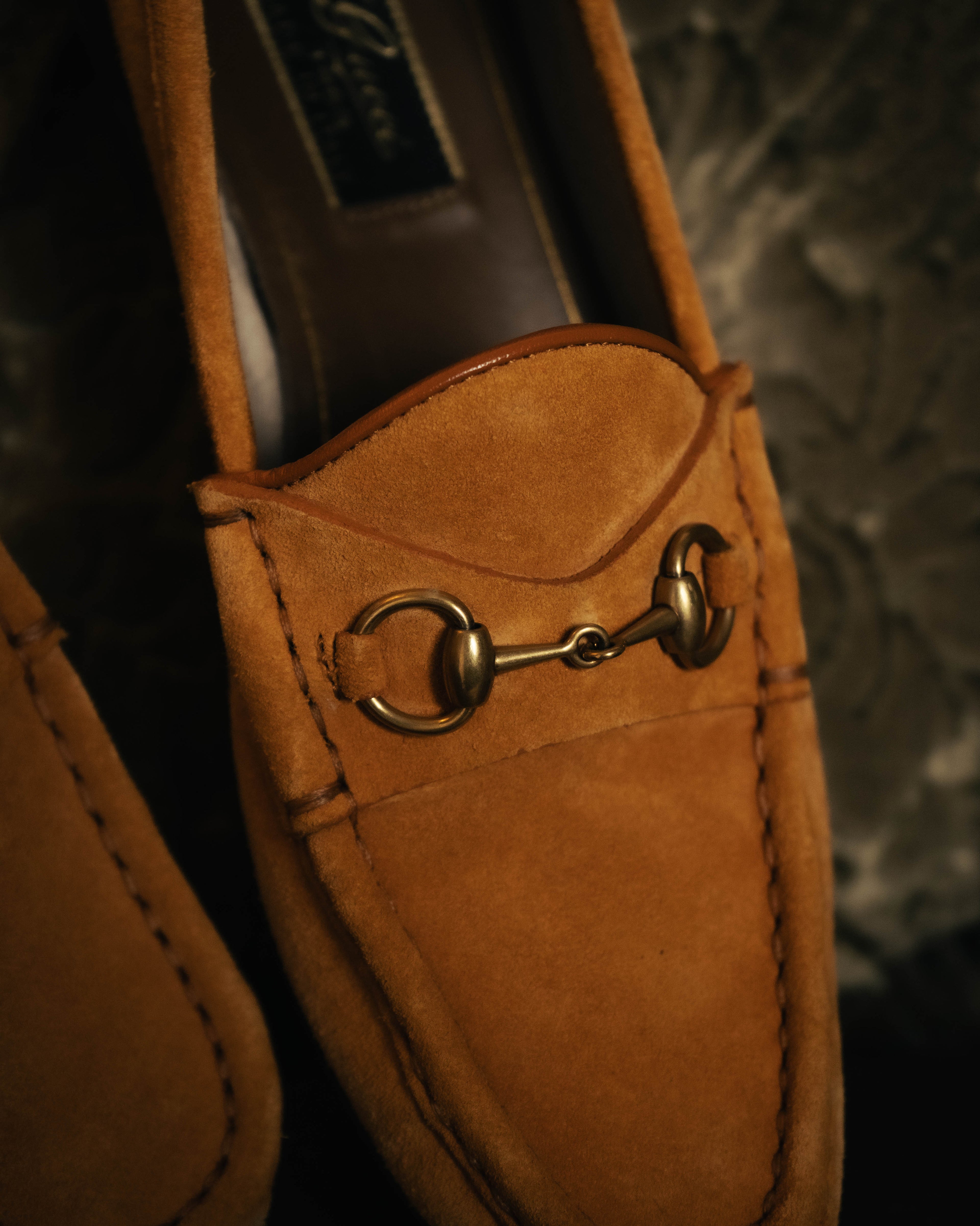 "GUCCI" 10's Camel suede horsebit loafers
