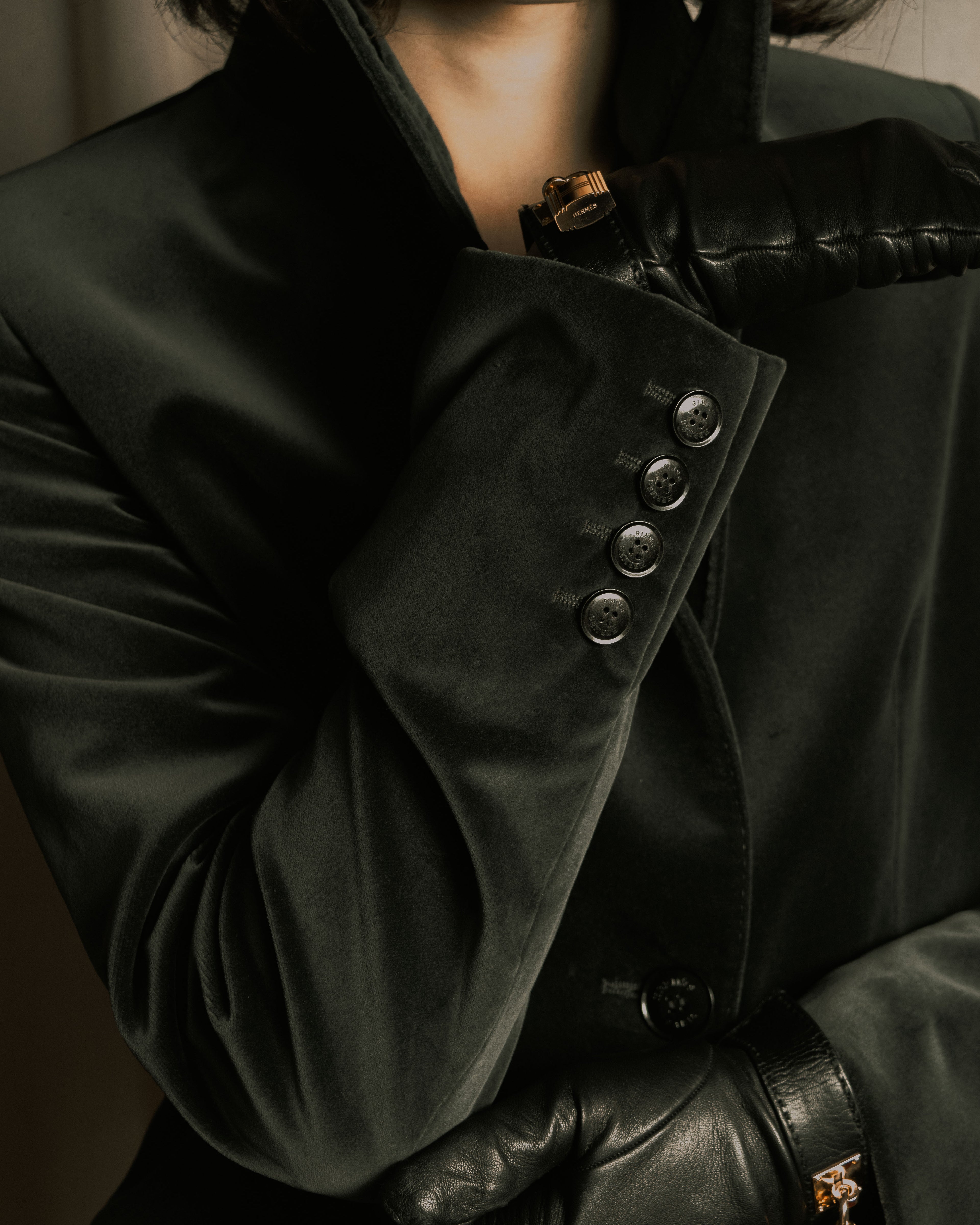 –SPECIAL– "HERMES"
00’s Velvet switchinglamb leather collar special tailored jacket