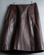 "Hermes by Gaultier" Round Pocket Wine Red Leather Skirt