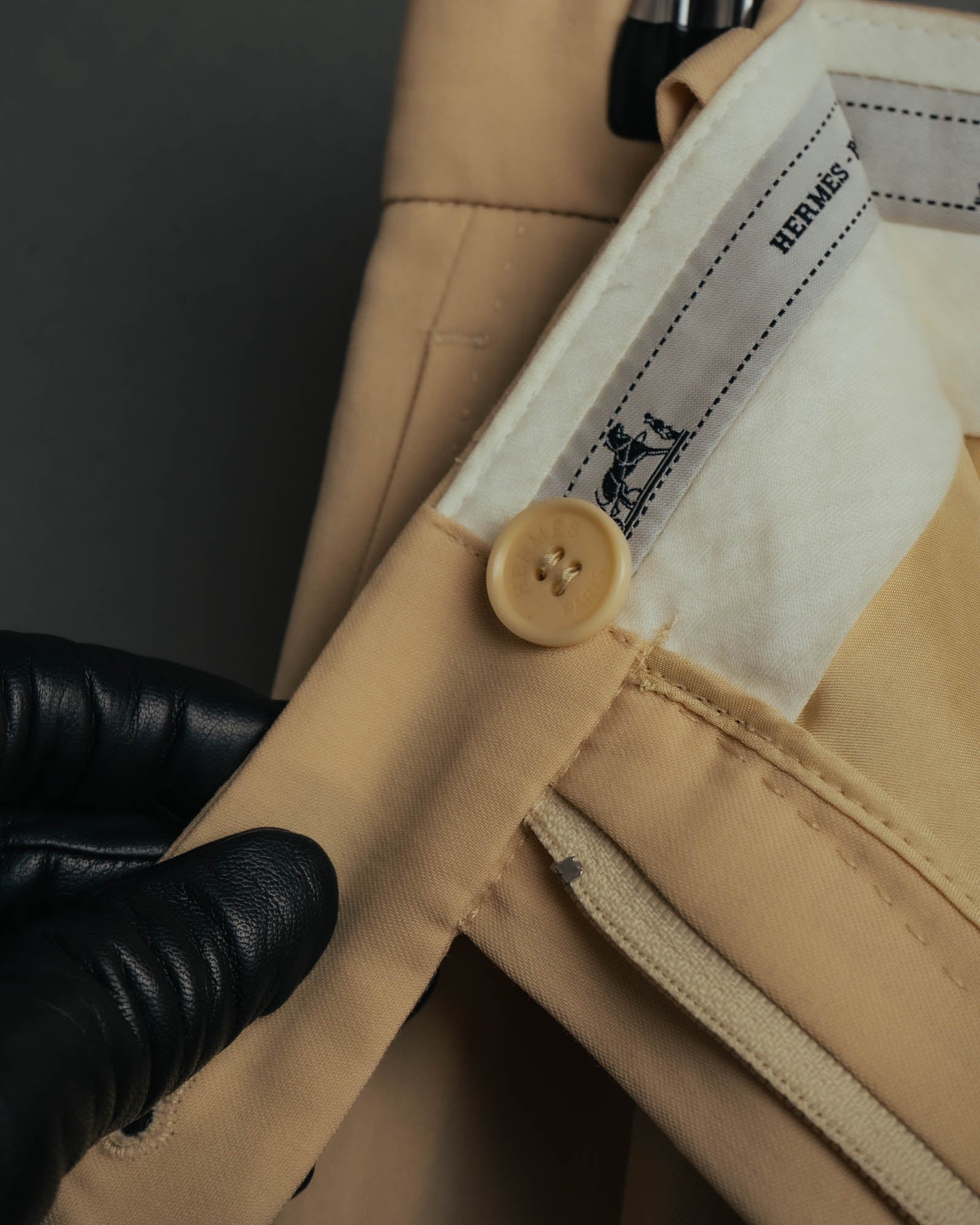 –SPECIAL– “HERMÈS” 90’s silk-lined wool wide trousers