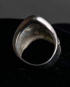 "Vintage flower motif silver ring"