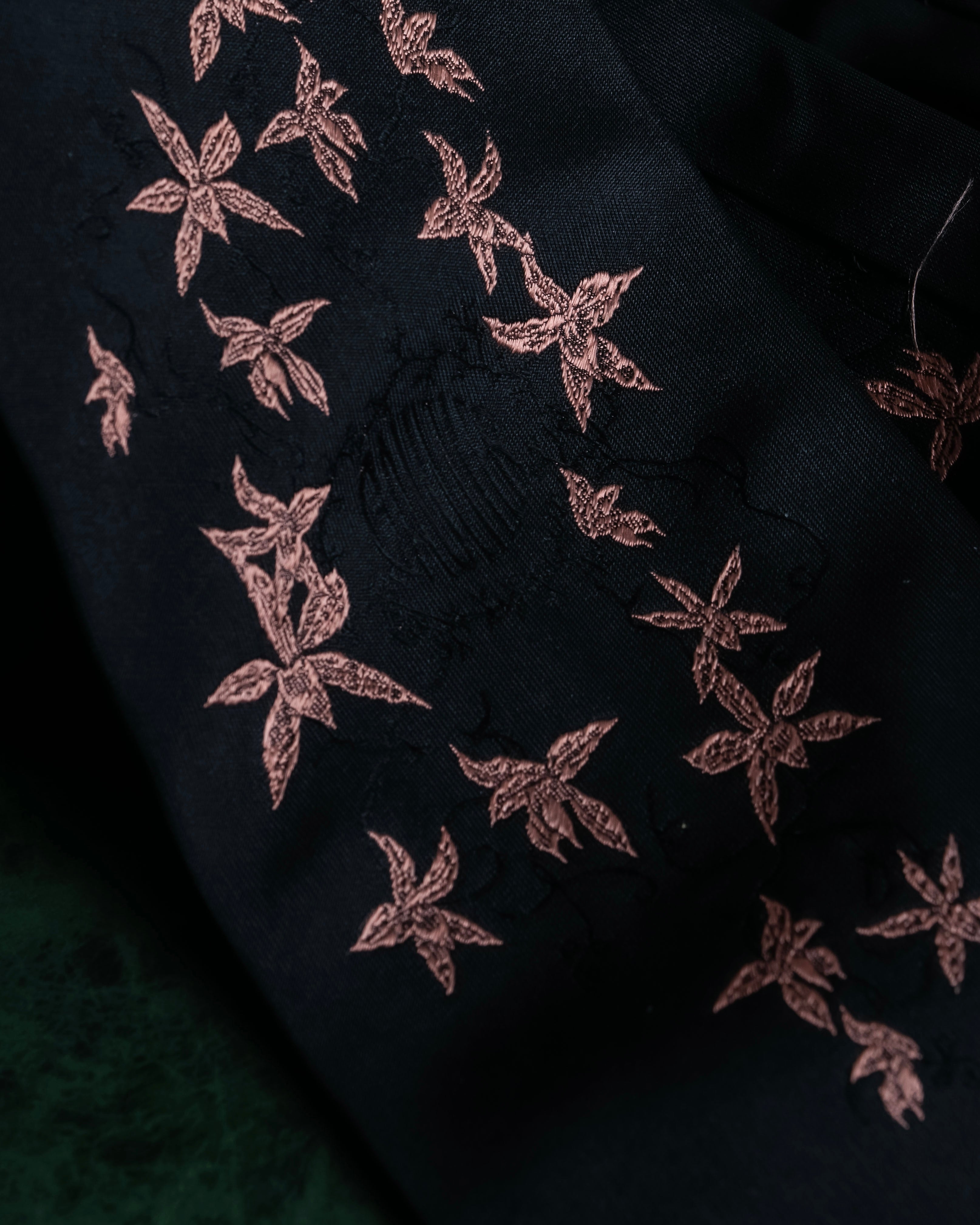 "JEAN PAUL GAULTIER" Leaf motif embroidered silk neck tie
