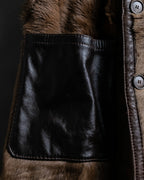 Special oversized vintage double-breasted fur coat