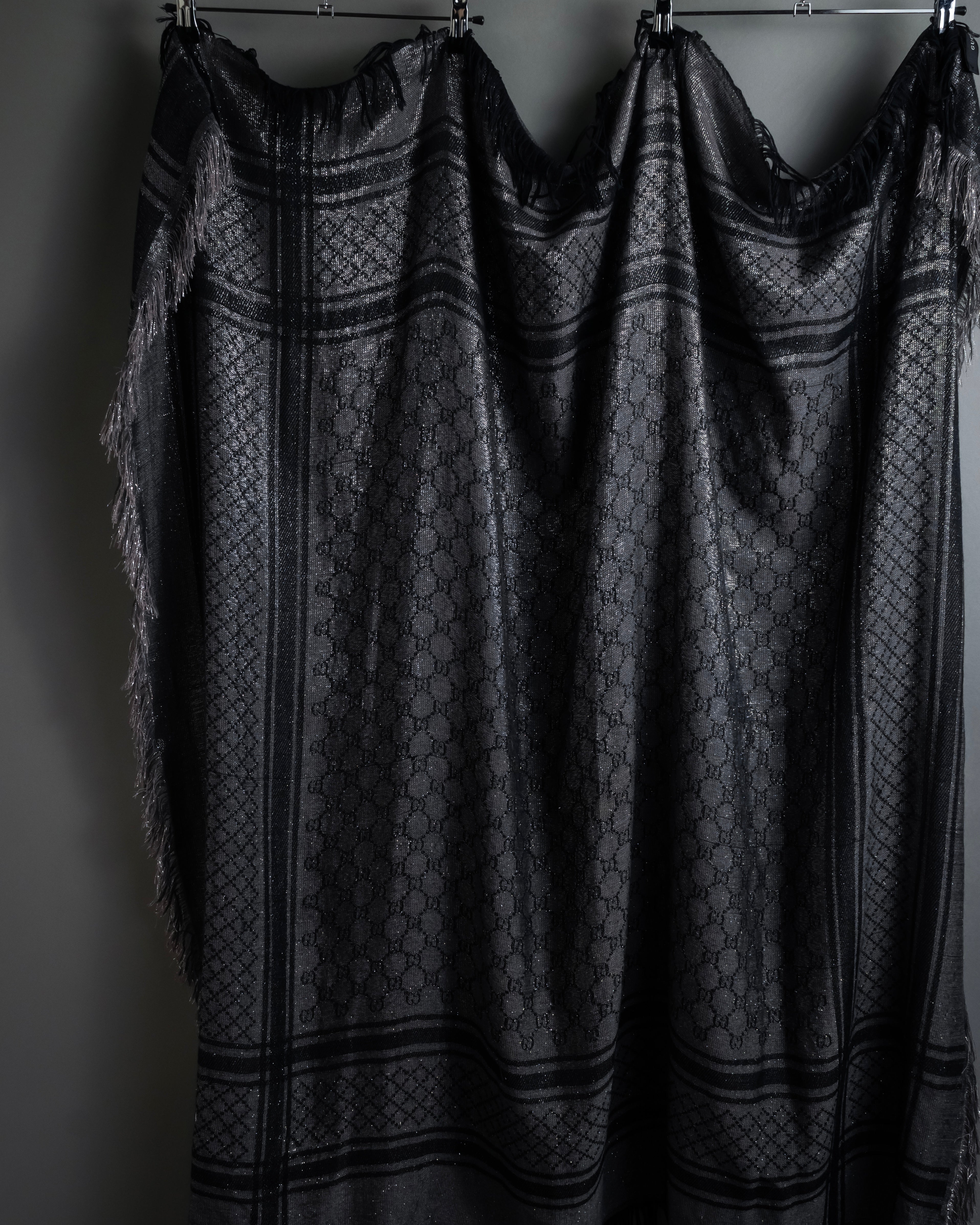 "GUCCI" GG pattern glitter blend woven large stole