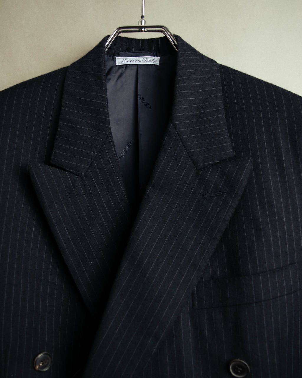 -SPECIAL- “Hermès” 80’s-90’s Super 120’s wool pinstripe double breasted setup