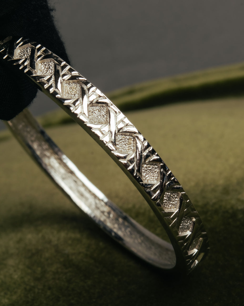 "Christian Dior" 70's-80's German-made textured geometric pattern bangle