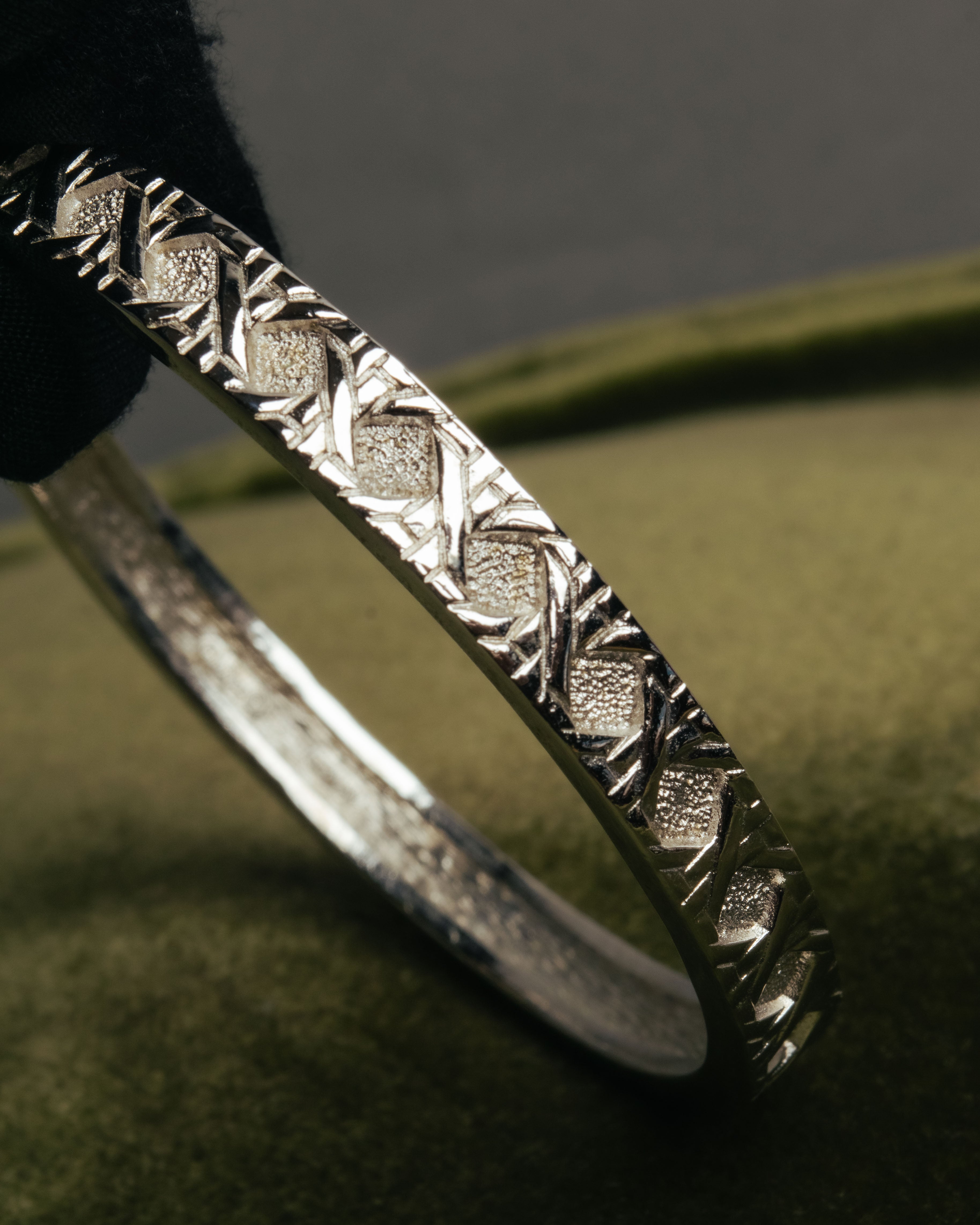 "Christian Dior" 70's-80's German-made textured geometric pattern bangle