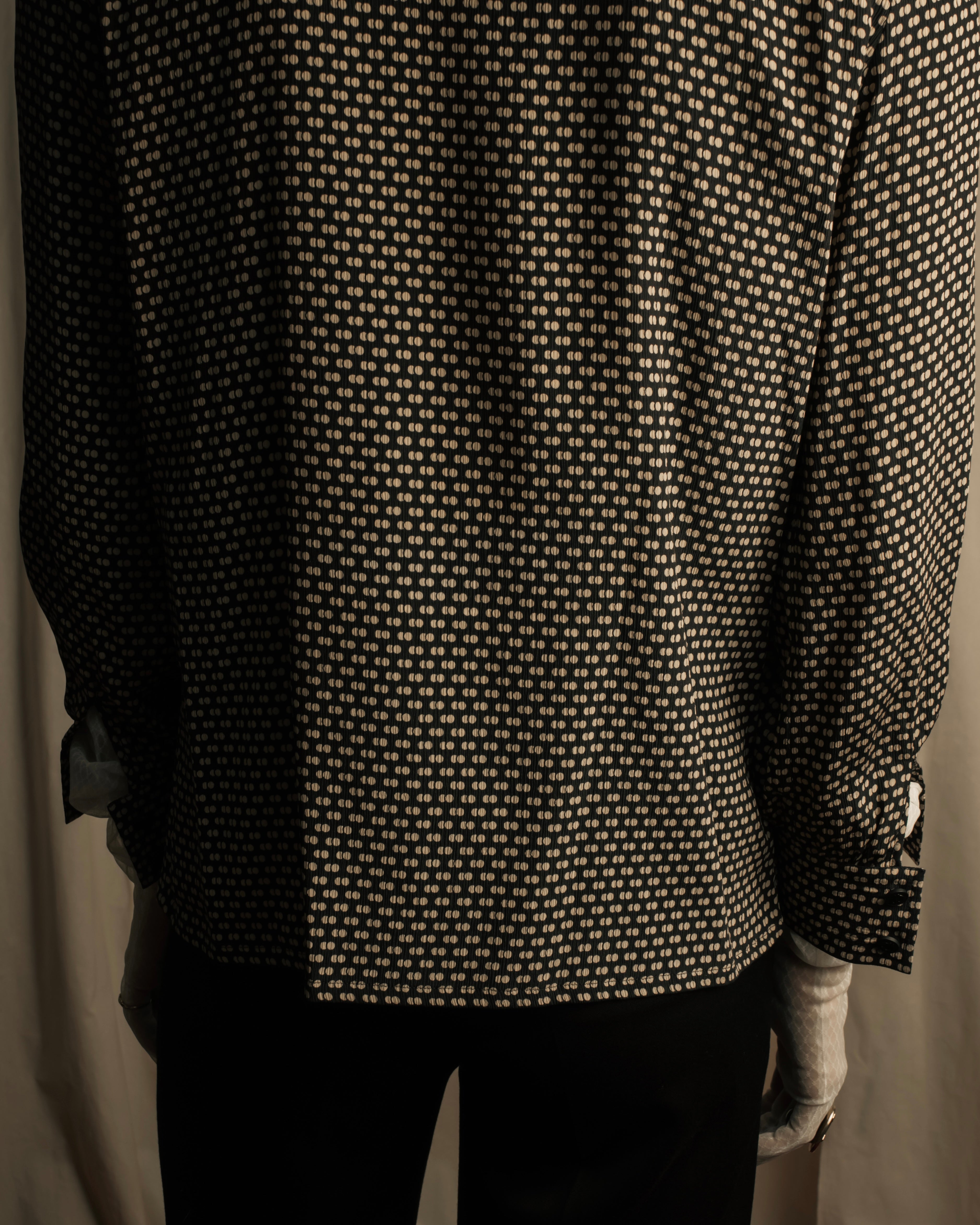 "Christian Dior PRETA PORTER" Ivory polka dot bow tie blouse