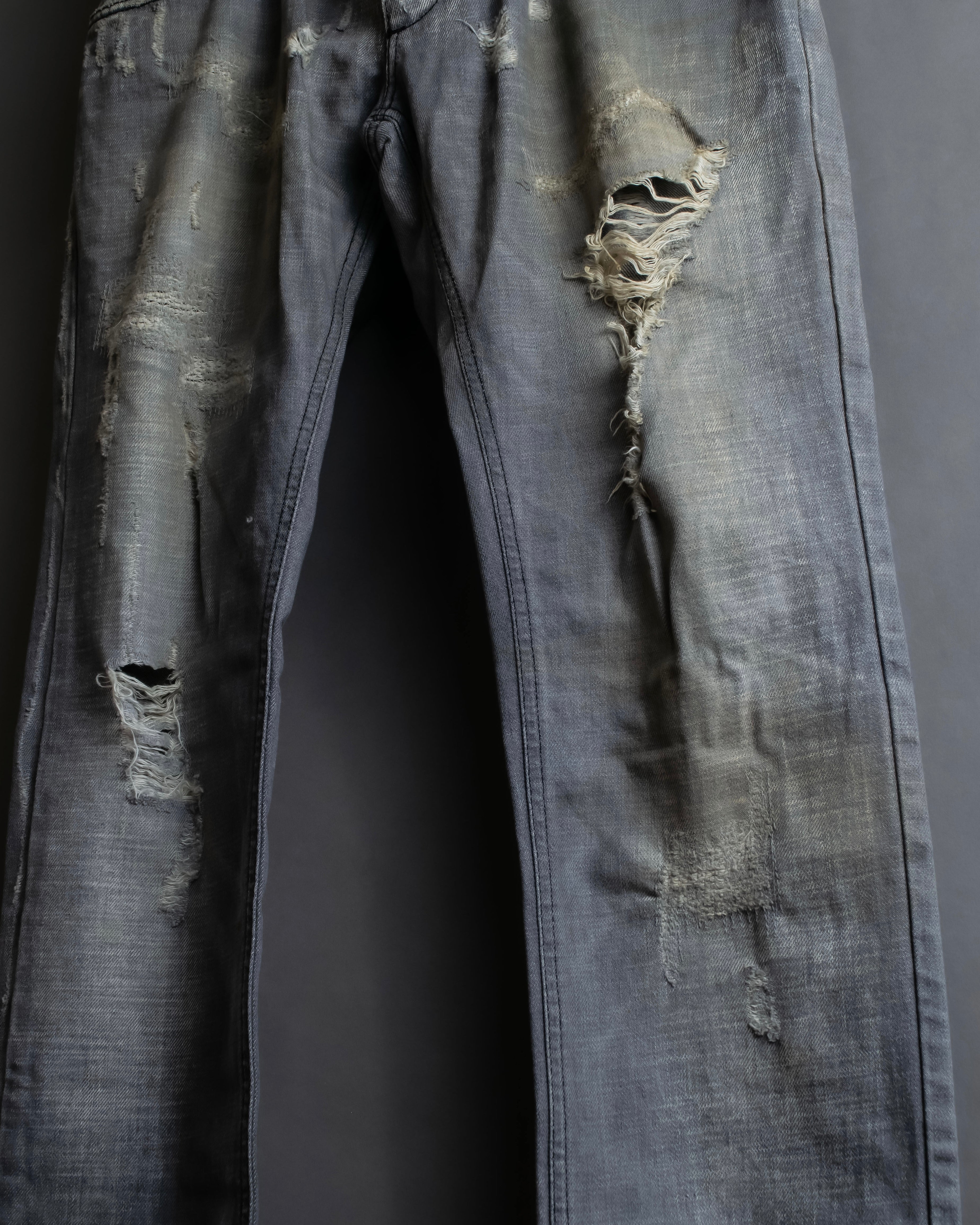 "Dolce &amp; Gabbana"Faded design gray denim pants