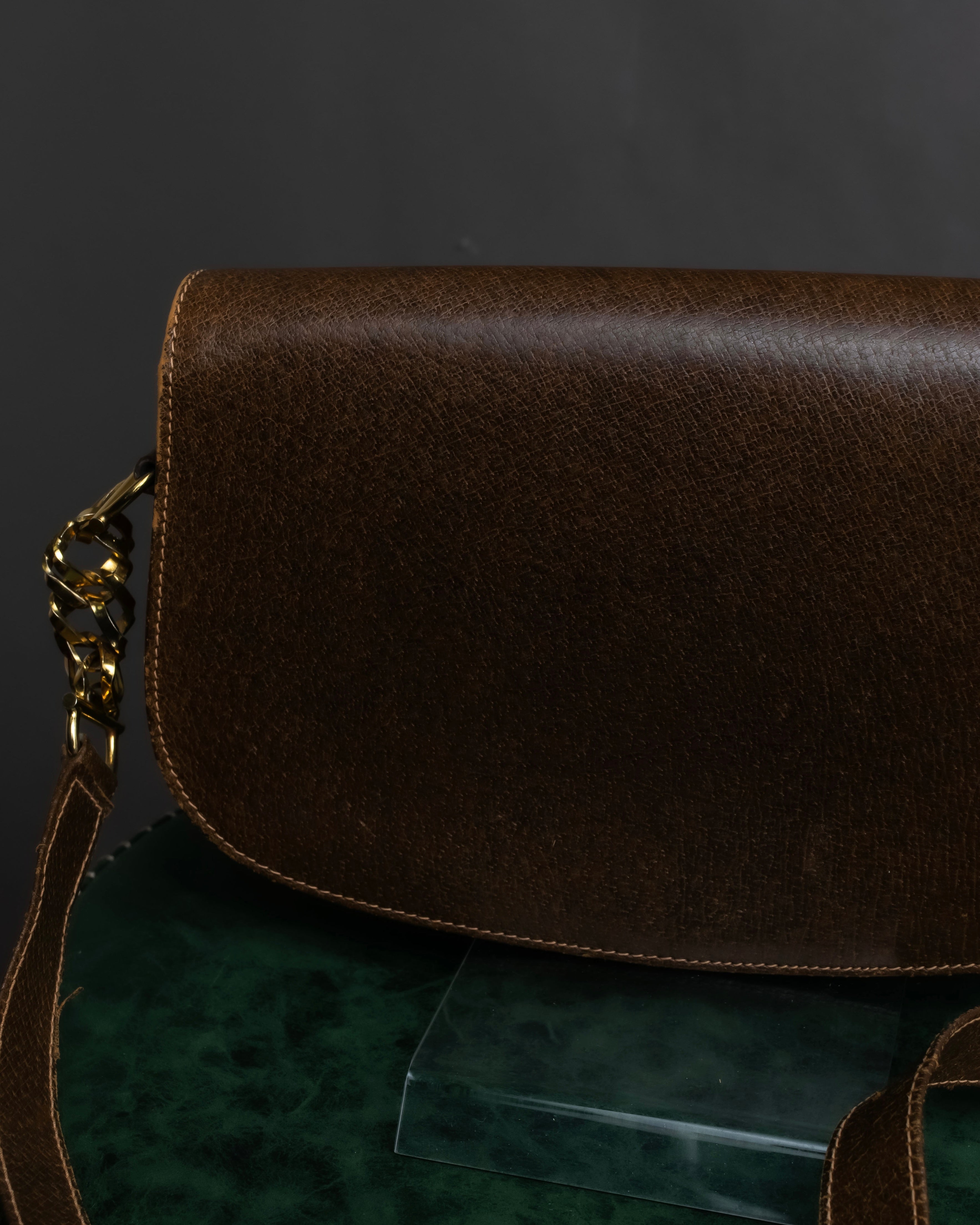 "GUCCI" Vintage horsebit motif leather shoulder bag