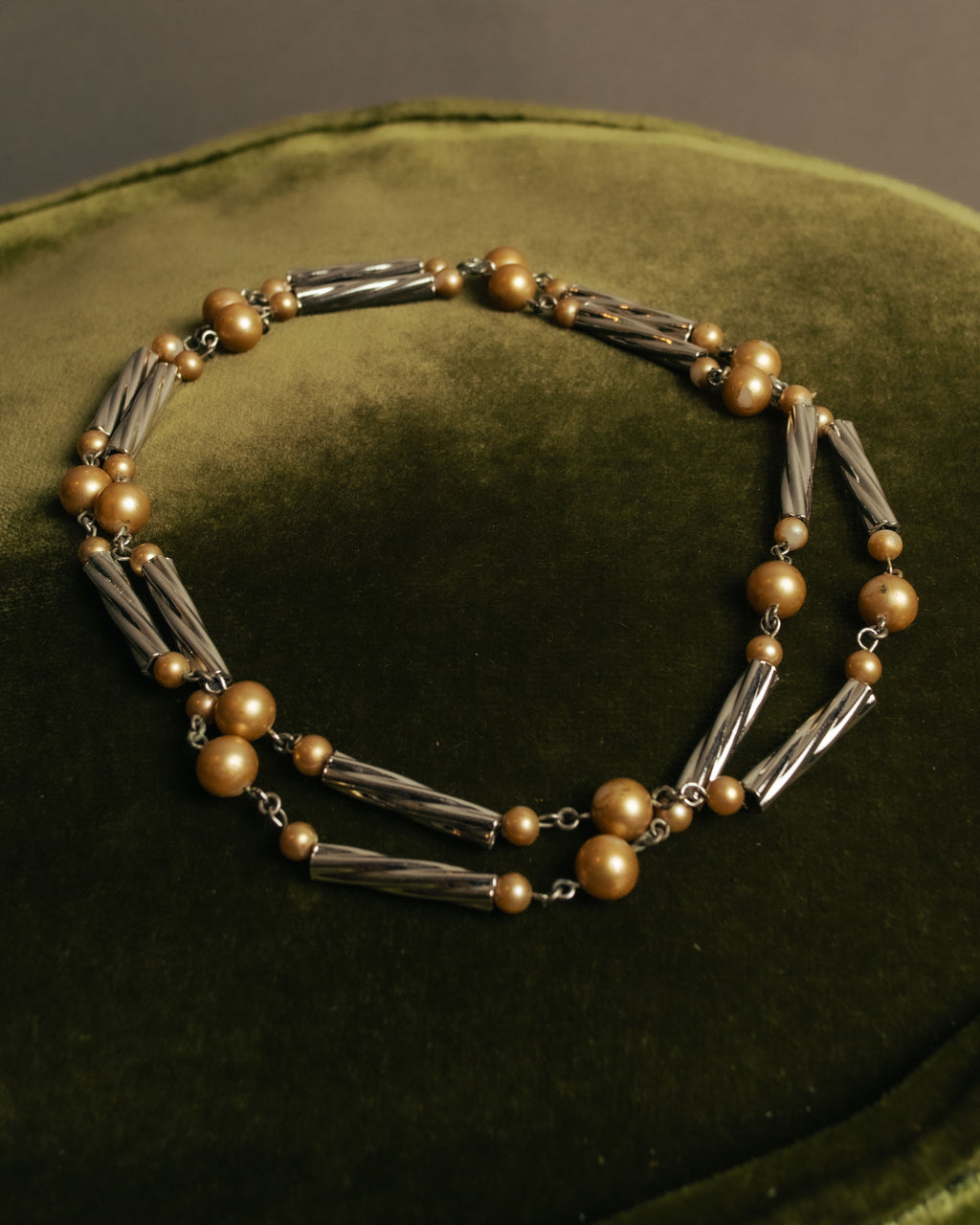 “Yves Saint Laurent” 80’s-90’s Cassandra logo mixed bead long necklace