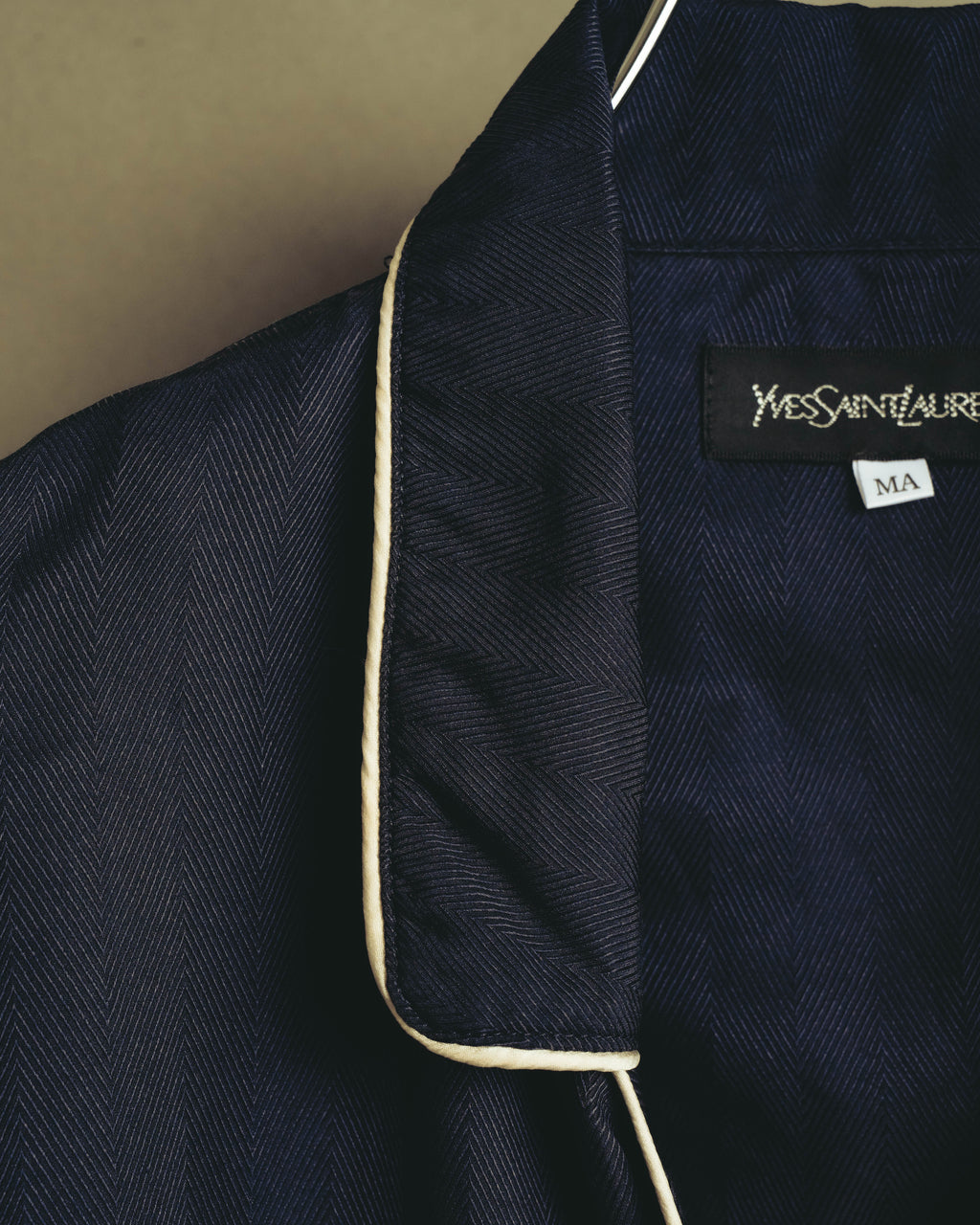 "Yves Saint Laurent" 90's-00's Herringbone silk pajama shirt