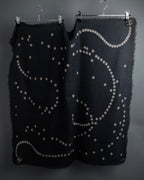 "CHANEL" Pearl fringe design gauze scarf