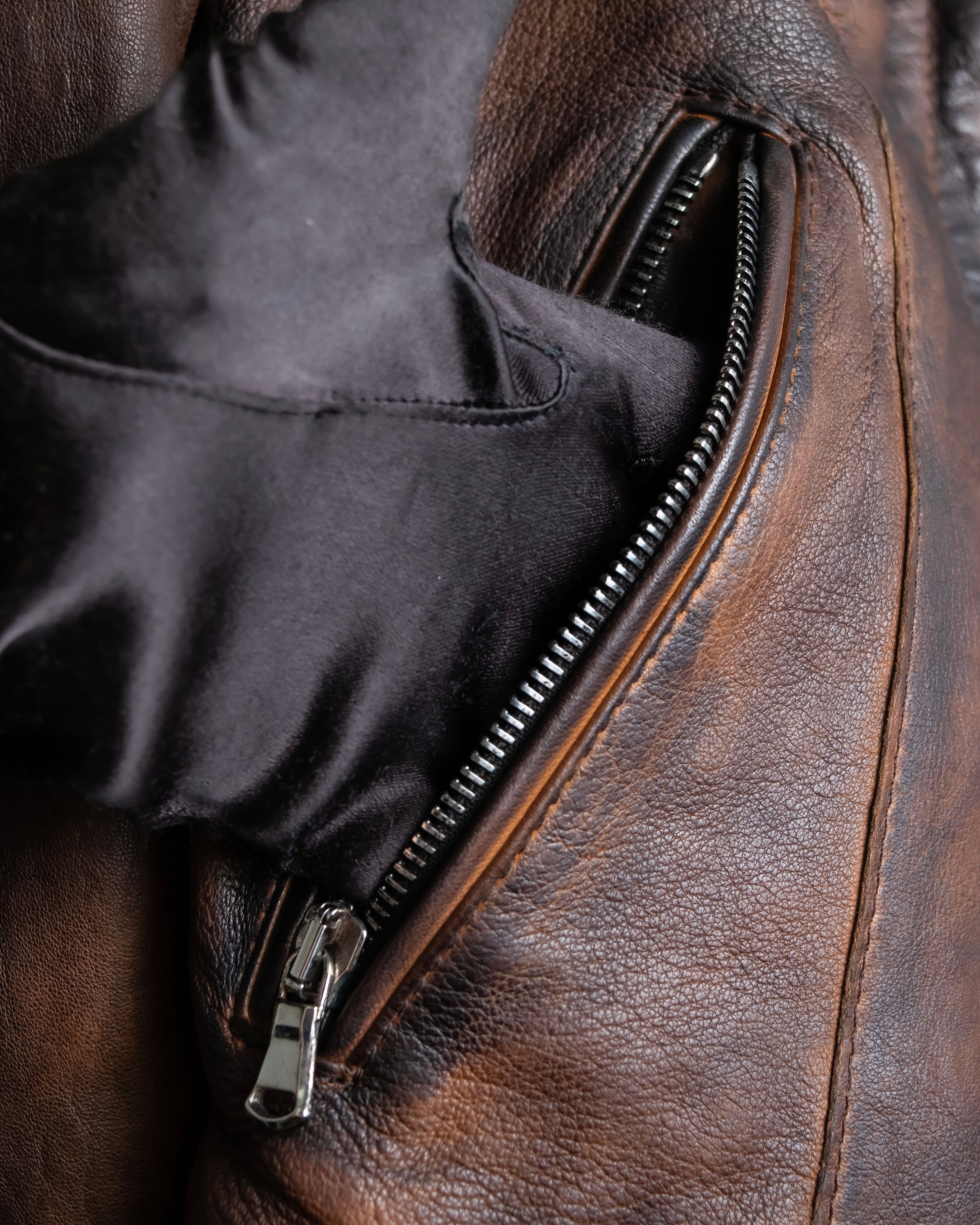 "ASH" 100% genuine leather gradient riders jacket