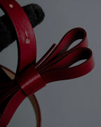 "RED VALENTINO" Bow motif Rosso color leather narrow belt