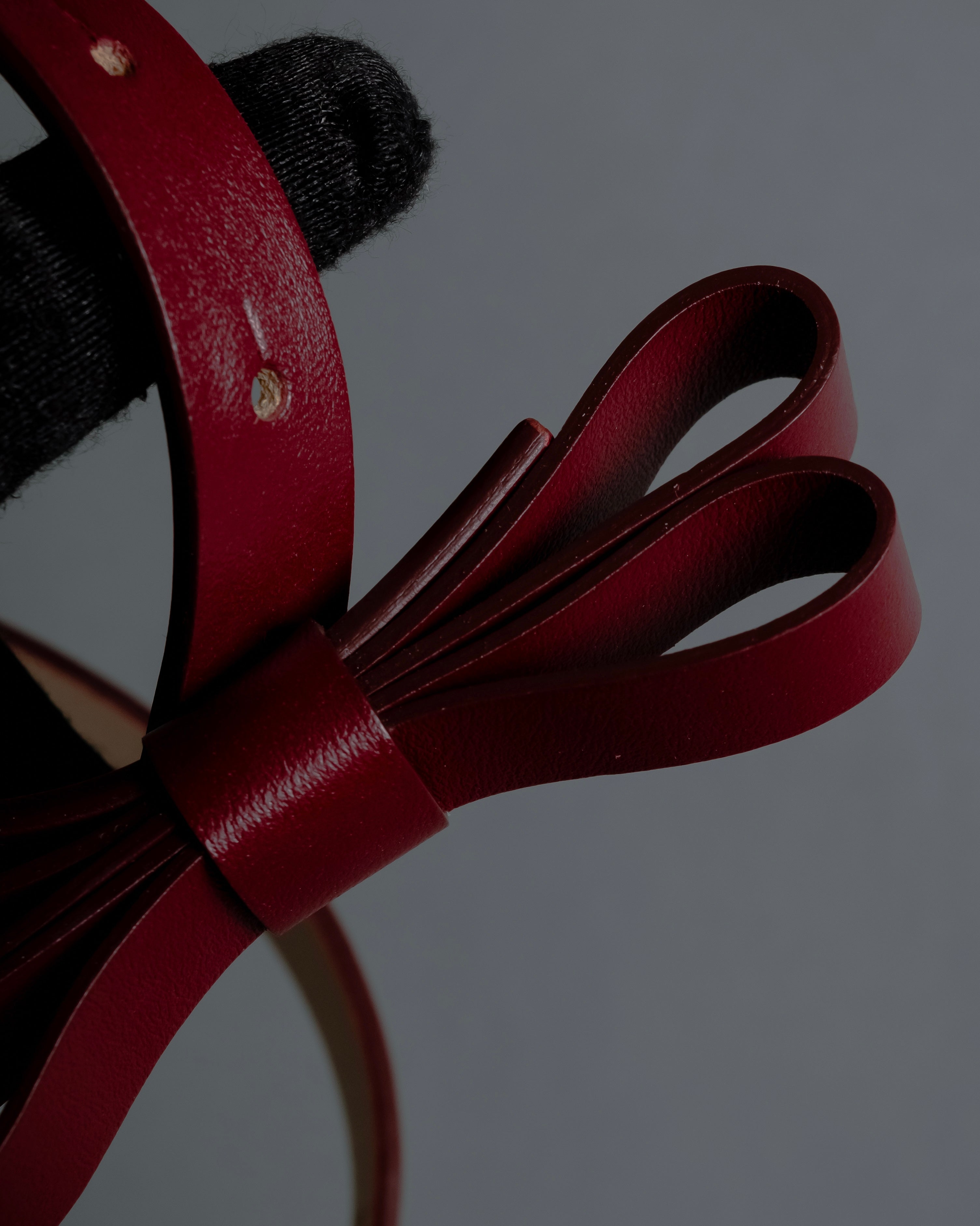"RED VALENTINO" Bow motif Rosso color leather narrow belt