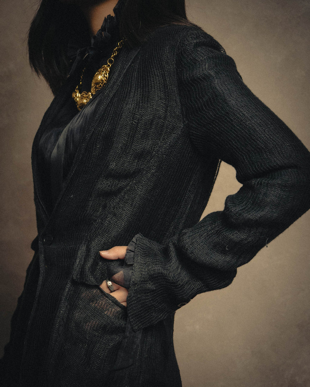 -SPECIAL- “Rick Owens” 2000’s Open weave shawl cardigan