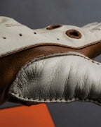 "HERMES" Dot perforation driving leather gloves