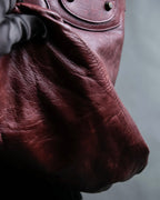 “BALENCIAGA” The Day leather one shoulder bag (burgundy)