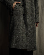 "BURBERRYS" British tweed fly front stand collar coat