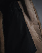 "PRADA" 90’s-00’s embellished fur-collar stretch tech coat