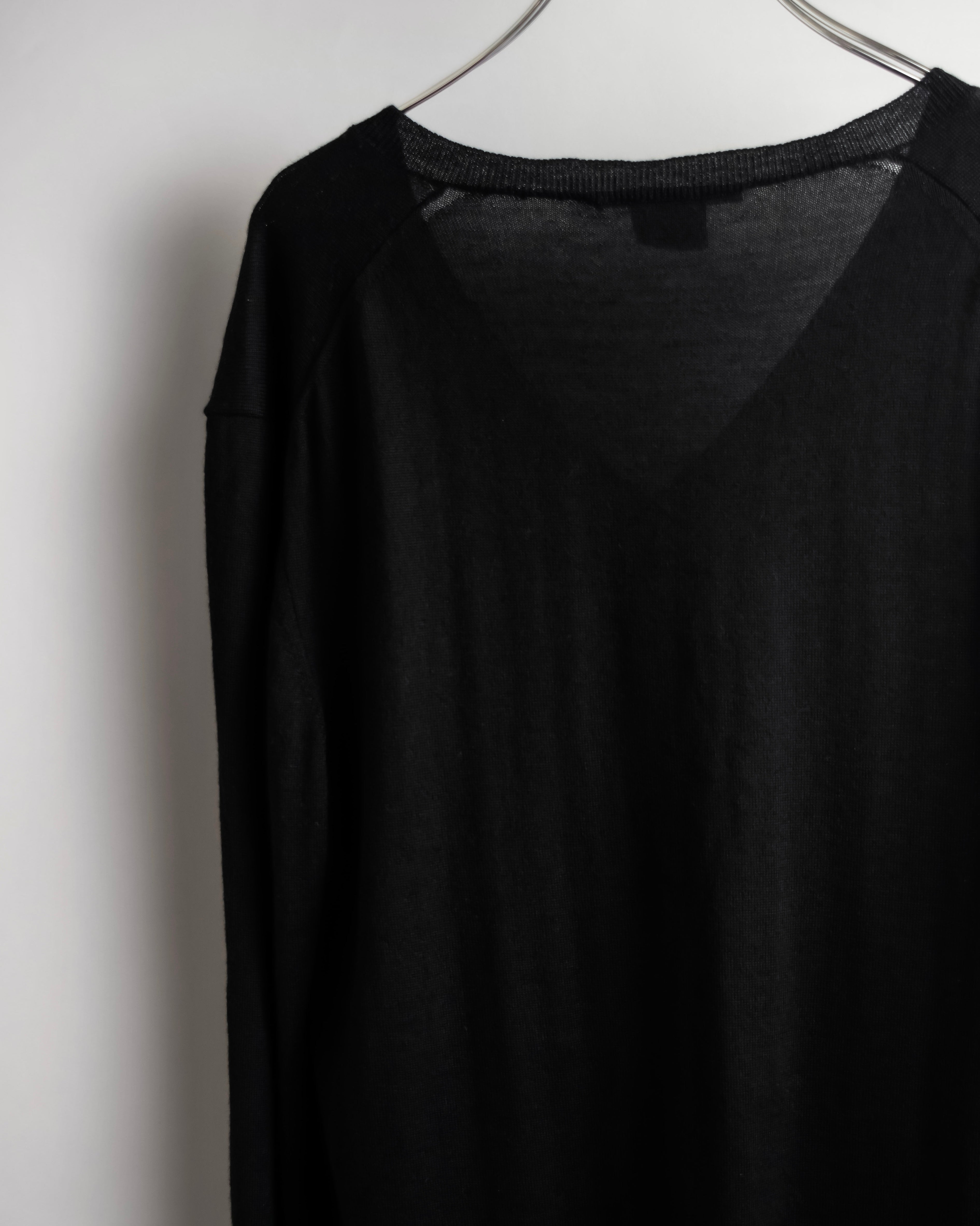 "GUCCI" G logo embroidered silk mix V-neck knit