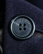 "FENDI" 100% wool oversized maxi length chester coat
