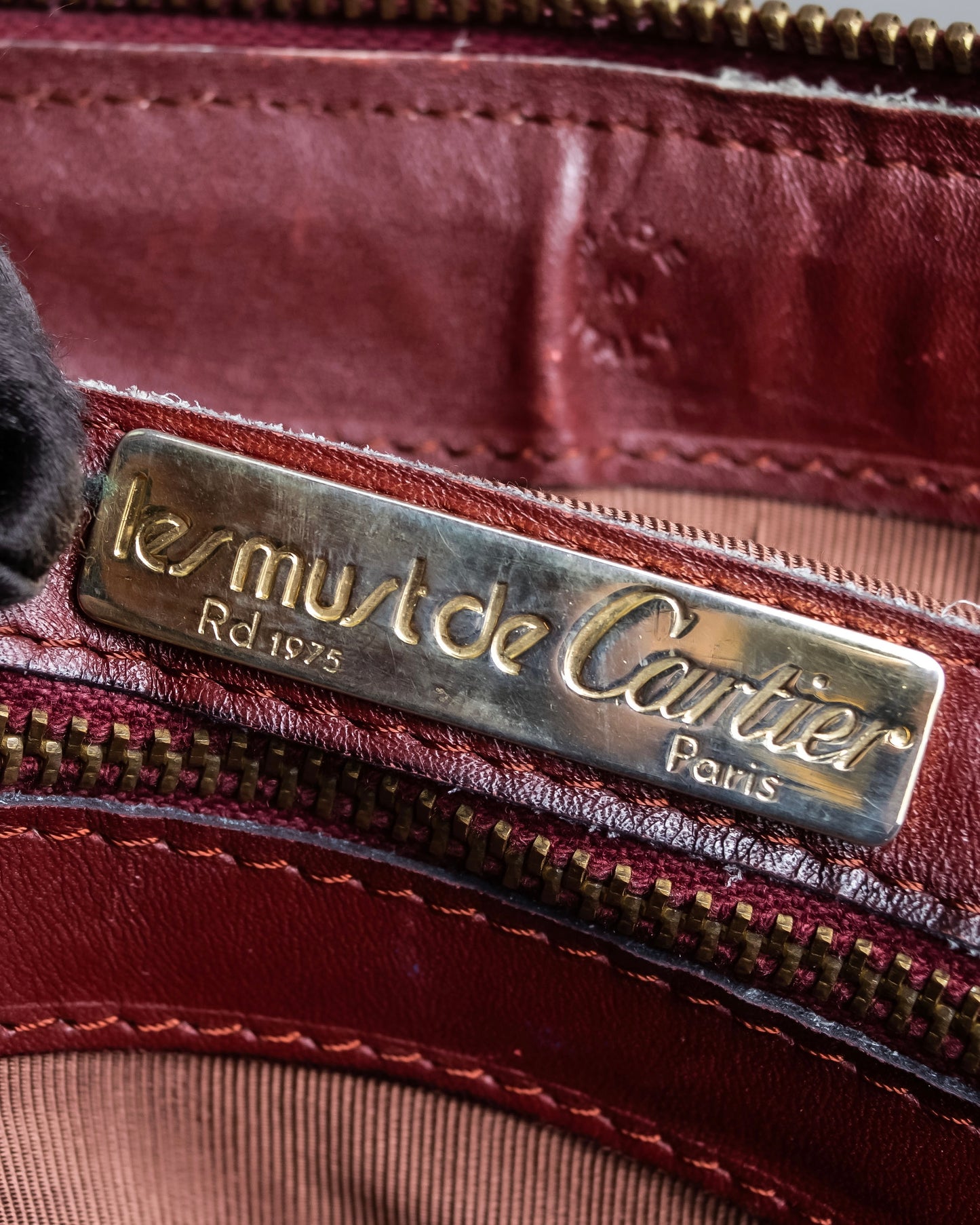 "Cartier" 2C logo engraved bordeaux color boston bag