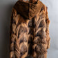 Vintage gradient fur hooded jacket