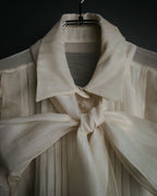 -SPECIAL- “VALENTINO ROMA” 2000’s sheer bow tie ruffled blouse