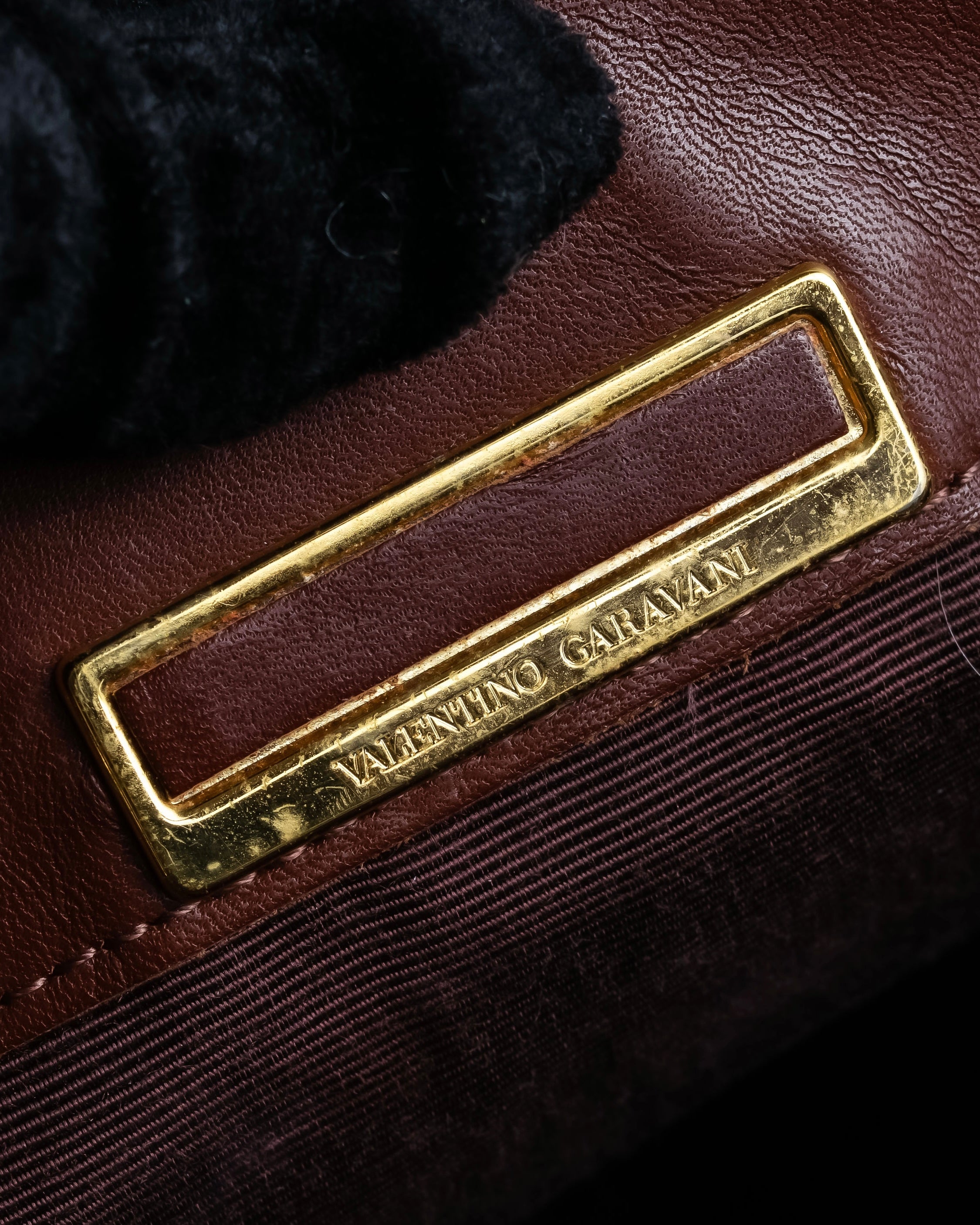 "Valentino Garavani" Reddish brown trapezoid silhouette 2way leather bag