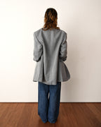 Carven/ Single Breasted 2B Herringbone Oversized Tailored Jacket Gray