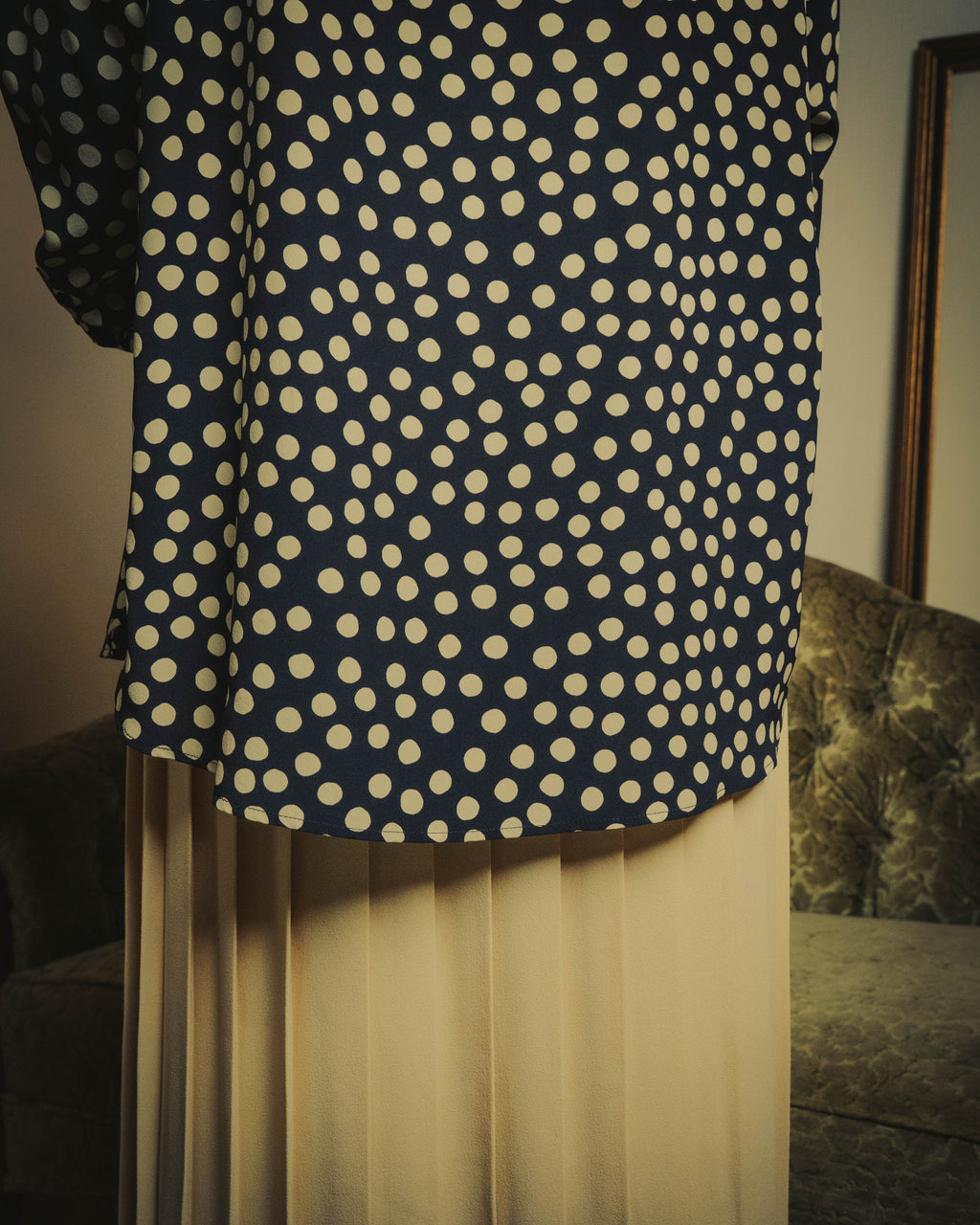 -SPECIAL- "Saint Laurent" 2019-2020 Polka dot silk long sleeve shirt
