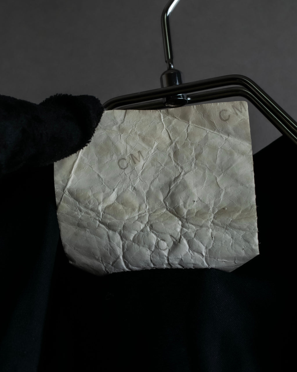 "CHANEL" Coco mark button design black glossy shirt