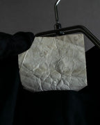 "CHANEL" Coco mark button design black glossy shirt