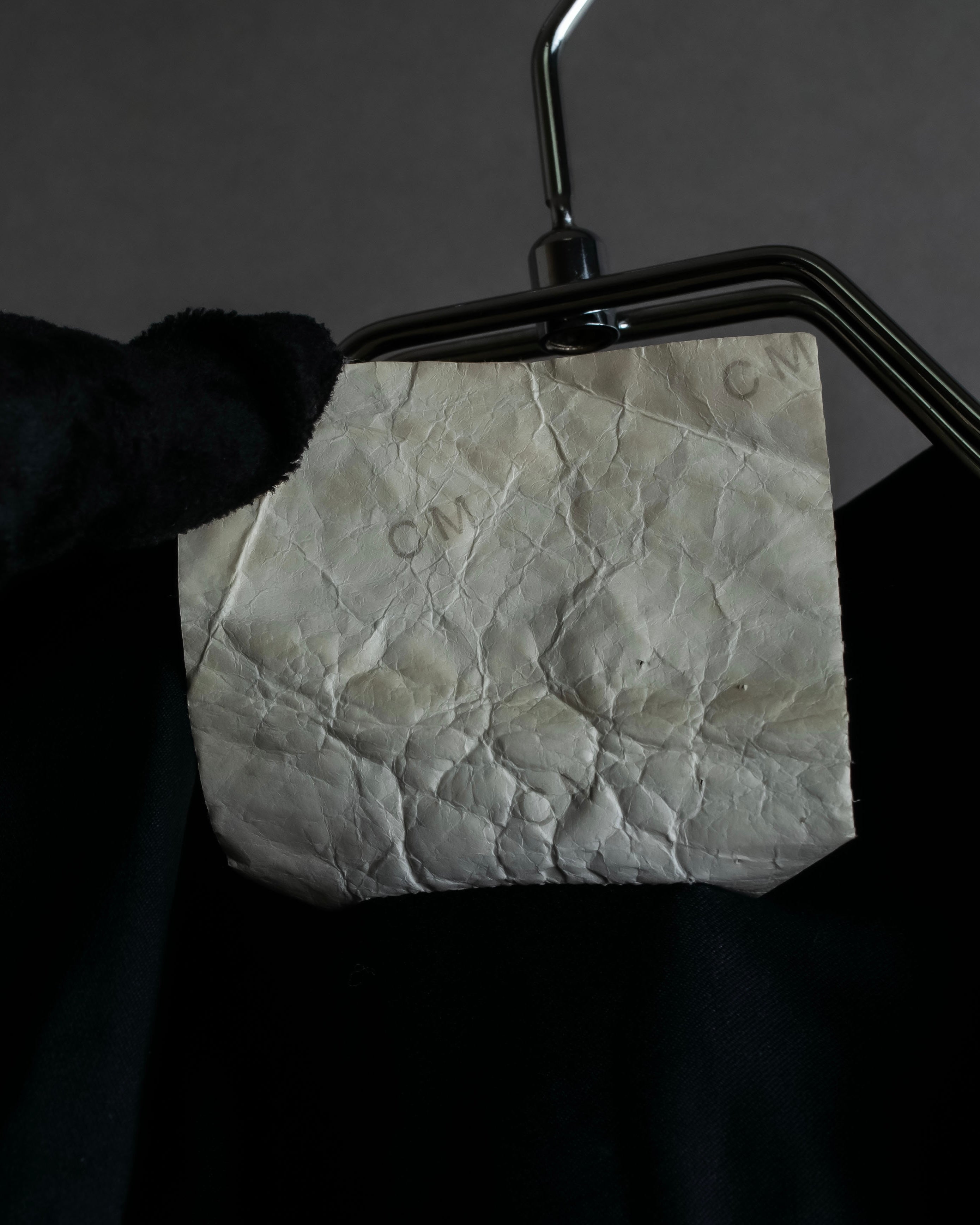 "CHANEL" Coco mark button design black glossy shirt