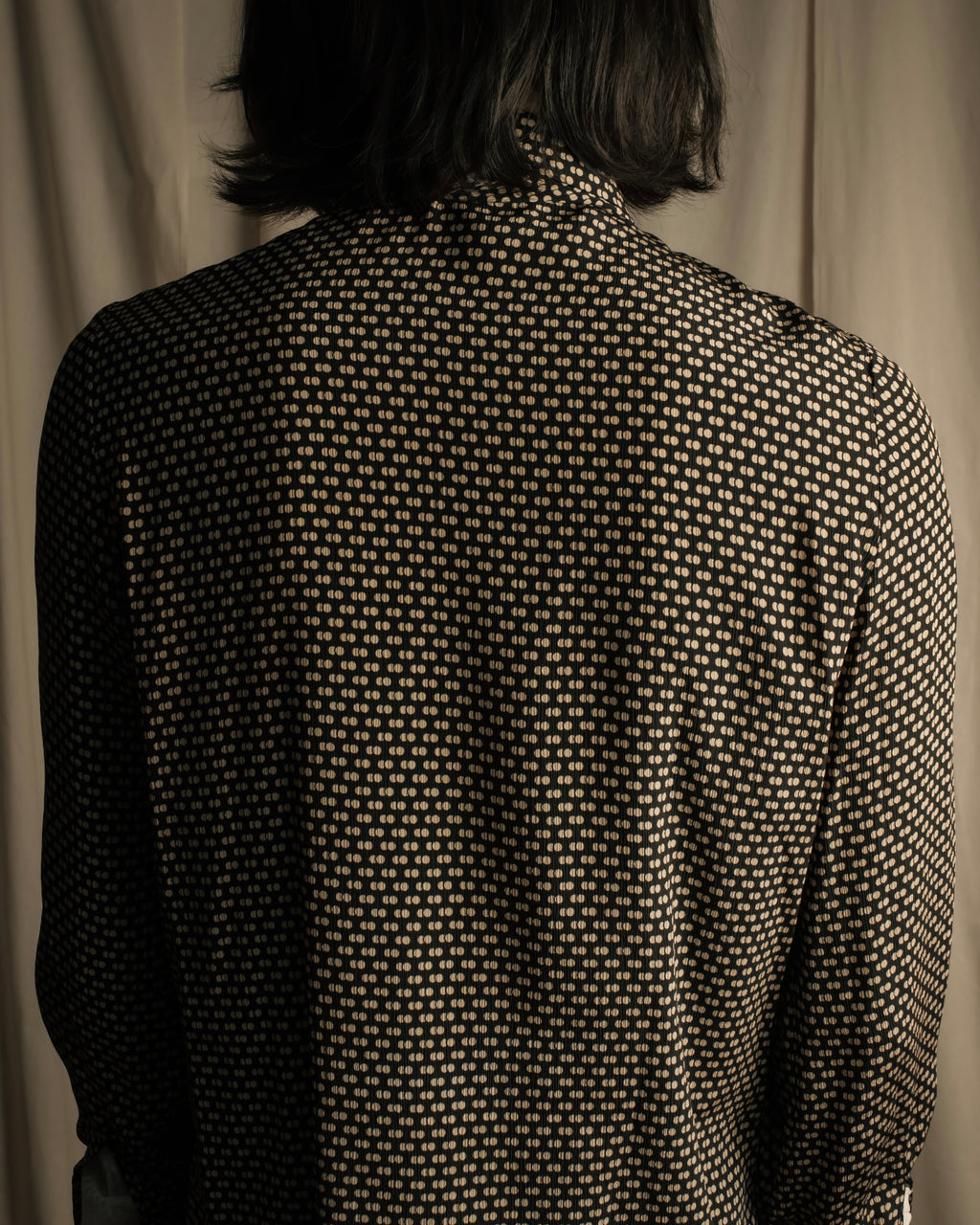 "Christian Dior PRETA PORTER" Ivory polka dot bow tie blouse