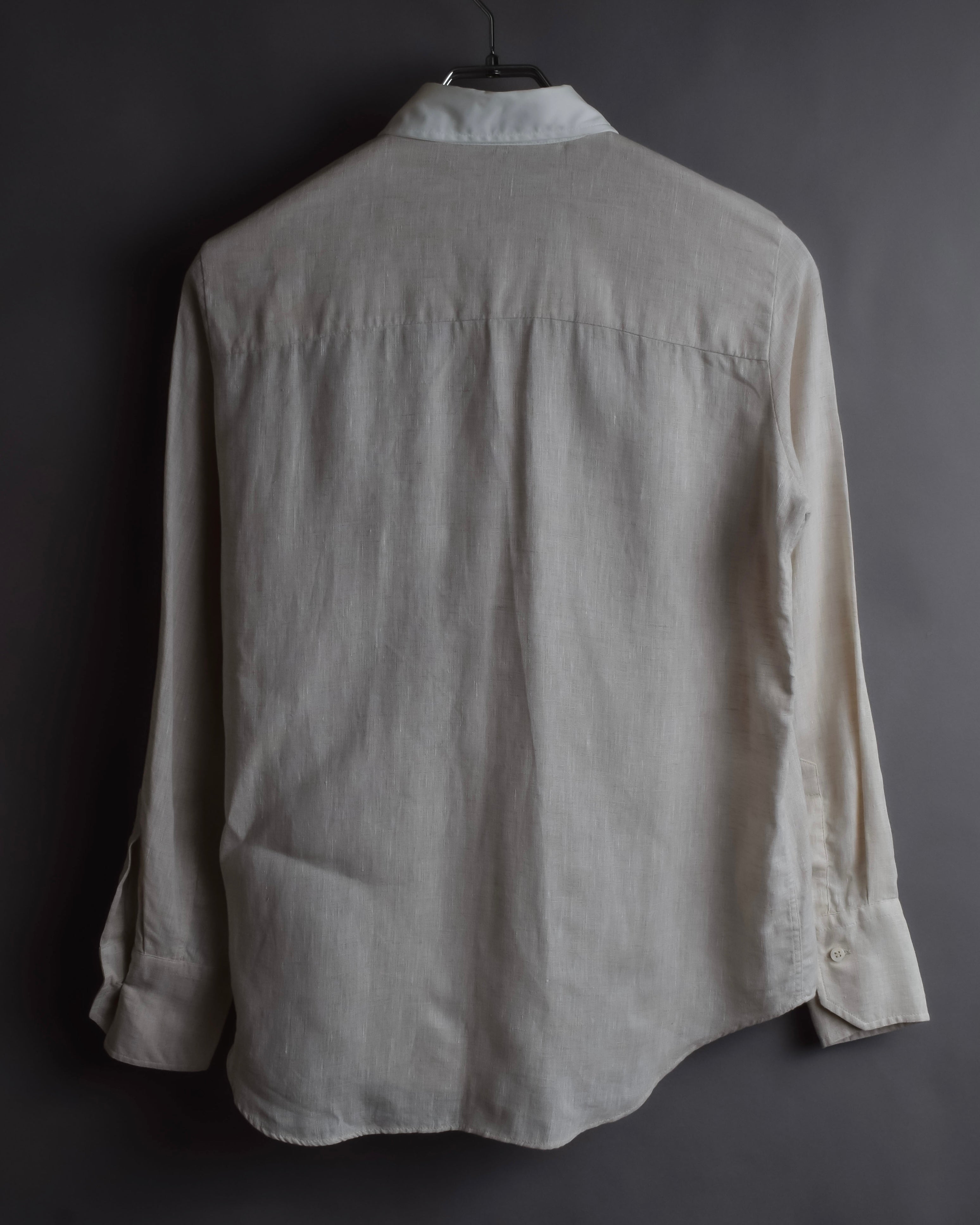 "BRUNELLO CUCINELLI" Contrast collar hidden placket linen shirt