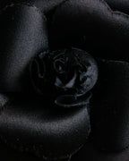 "CHANEL" Black camellia motif brooch