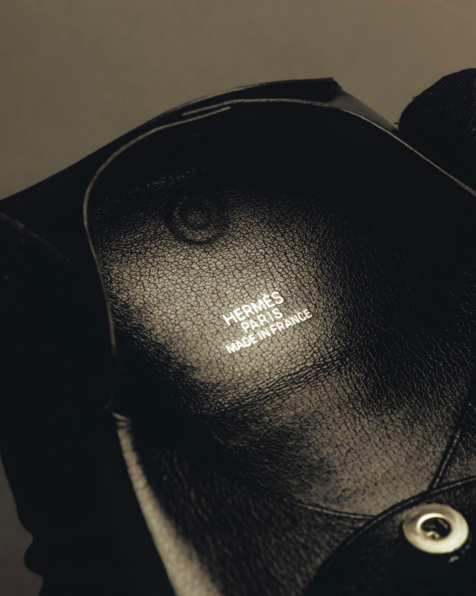 "Hermès" Black grained leather coin case