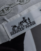 "HERMES" Embroidered knot border cotton scarf