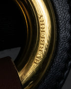 "BURBERRY" Gold circle metal design waist mark leather belt