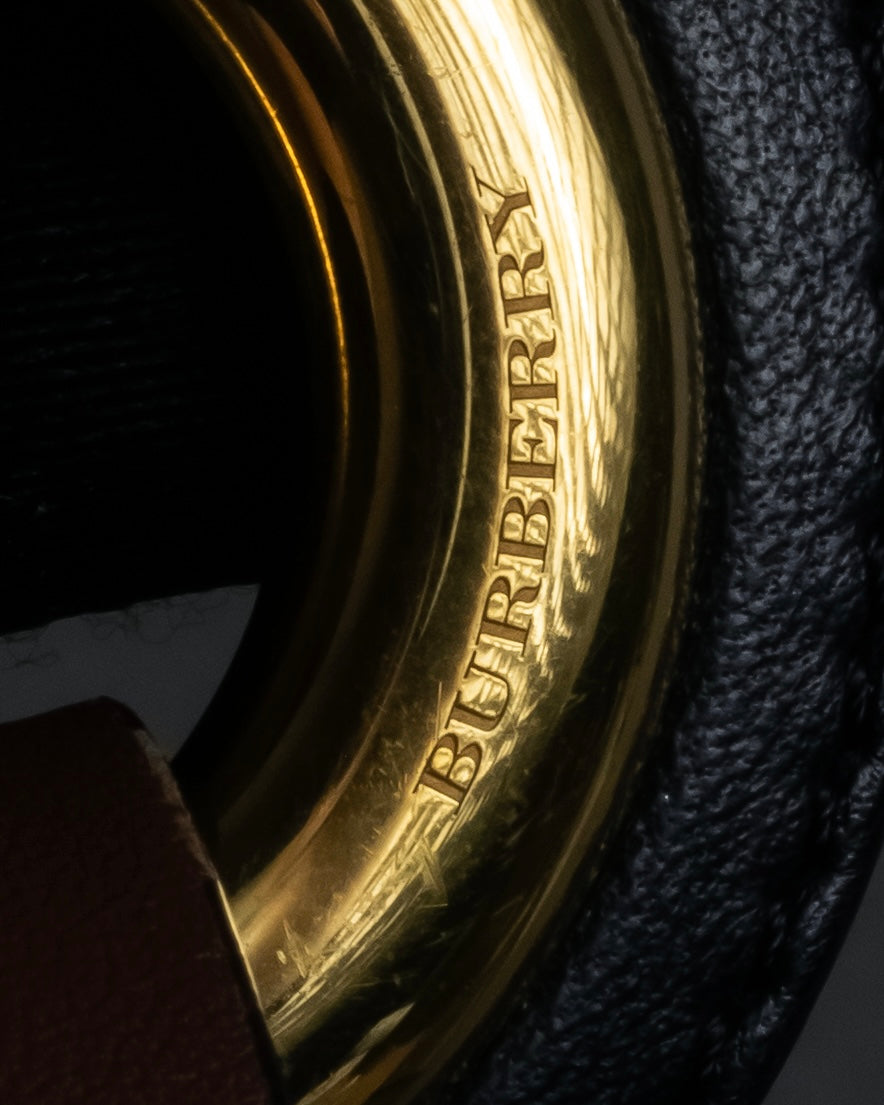 "BURBERRY" Gold circle metal design waist mark leather belt