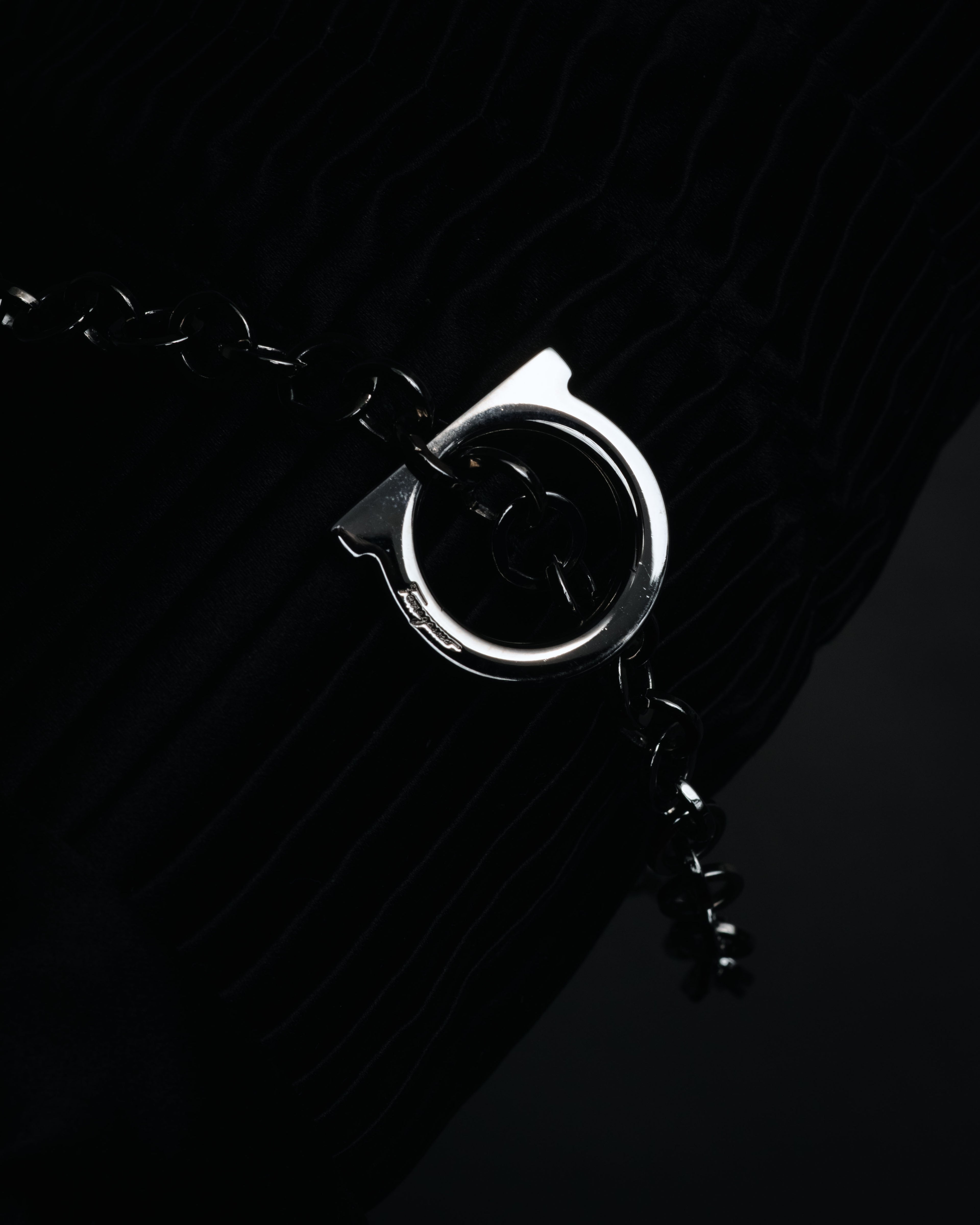 "Salvatore Ferragamo" 00’s-10’s tiger’s eye satin pleated chain bag