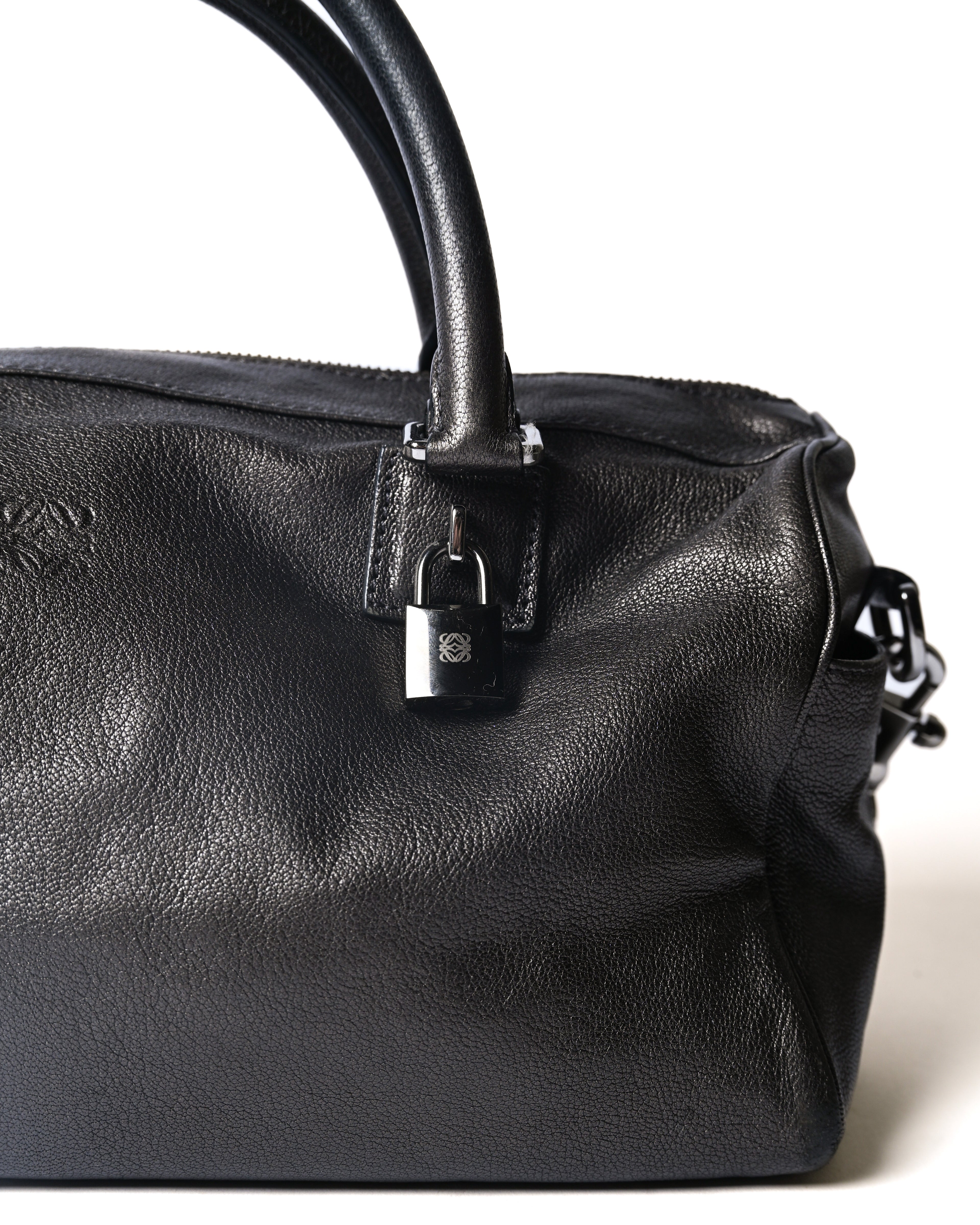 LOEWE/ Anagram 2 Way Mini Boston Hand Bag Metallic Black
