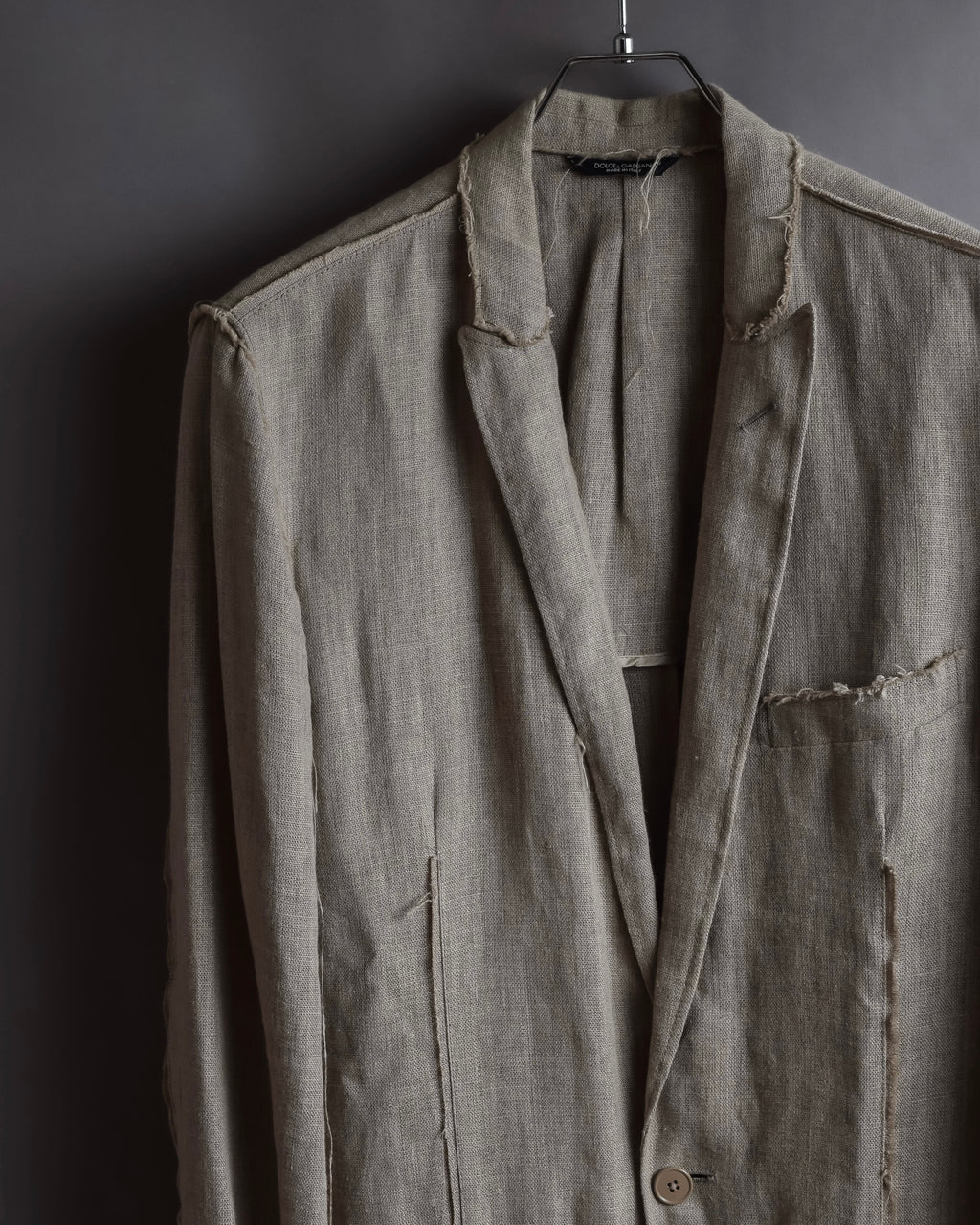 "Dolce & Gabbana" Raw edge frayed linen tailored jacket