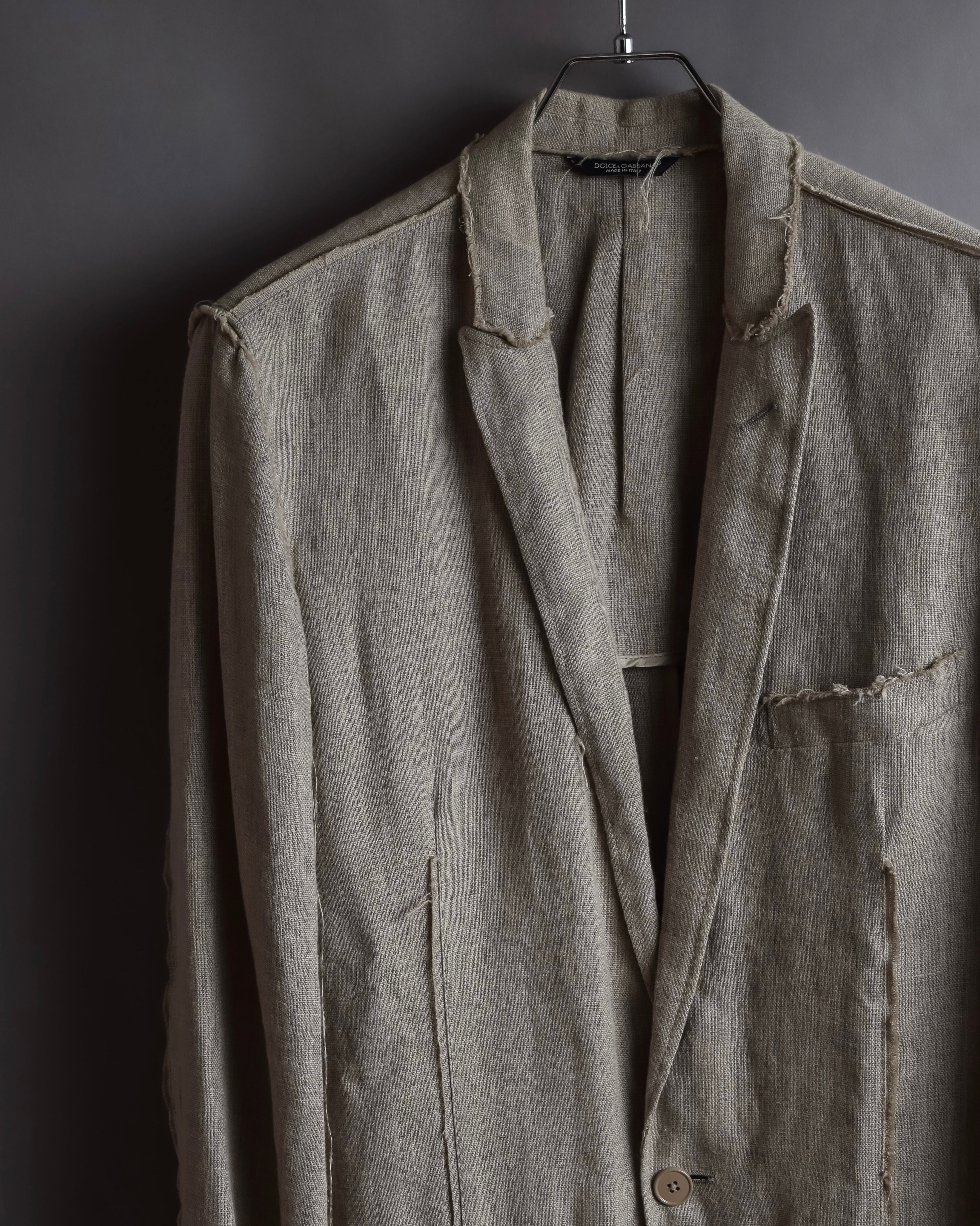 "Dolce & Gabbana" Raw edge frayed linen tailored jacket