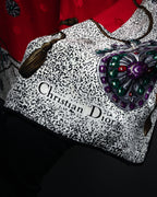 “Christian Dior” 80’s-90’s Jewelry motif monogram silk scarf