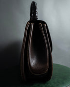 -SPECIAL- "GUCCI"  1980-1986's Inherited model grained leather bamboo bag